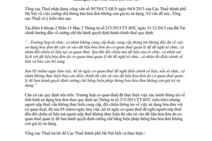 Công văn 3288/TCT-QLN 2015 cưỡng chế thông báo hóa đơn không còn giá trị sử dụng