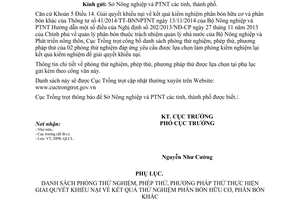 Công văn 1468/TT-QLCL 2015 giải quyết khiếu nại kết quả kiểm nghiệm phân hữu cơ và phân bón khác