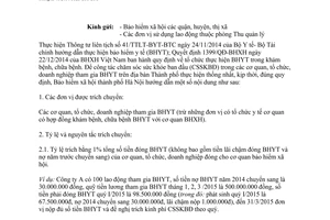 Công văn 1772/BHXH-PT chăm sóc sức khỏe ban đầu cơ quan tổ chức theo 41/2014/TTLT-BYT-BTC Hà Nội