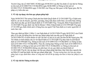 Công văn 3042/BTP-PLQT bãi bỏ 03/2000/TTLT-TCHQ-BNG và 03/2001/TTLT-TCHQ-BNG