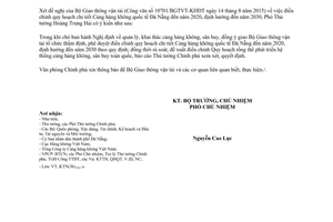 Công văn 6620/VPCP-KTN 2015 điều chỉnh quy hoạch chi tiết Cảng hàng không quốc tế Đà Nẵng