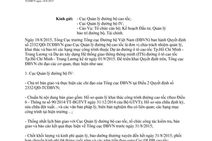 Công văn 4409/TCĐBVN-TCCB 2015 thực hiên Dự án đường ô tô cao tốc Hồ Chí Minh Lương Sơn