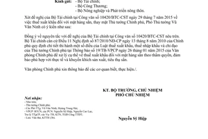 Công văn 6746/VPCP-KTTH thuế xuất khẩu mặt hàng sắn 2015