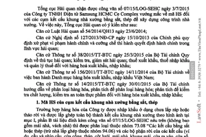 Công văn 7920/TCHQ-TXNK cụm kết cấu khung nhà xưởng bằng sắt thép xây dựng công trình nhà xưởng
