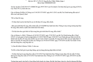 Công văn 6827/CT-TTHT kê khai thuế giá trị gia tăng Hồ Chí Minh 2015