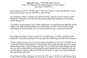 Công văn 6888/CT-TTHT chính sách thuế hoạt động chuyển nhượng vốn Hồ Chí Minh 2015