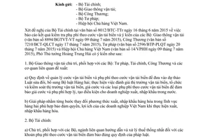 Công văn 6208/VPCP-KTTH 2015 quản lý cước vận tải biển phụ phí theo cước vận tải biển