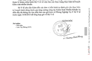 Công văn 672/SYT-NVY 2015 báo cáo thực trạng thực hiện kế hoạch kiểm soát nhiễm khuẩn Sóc Trăng
