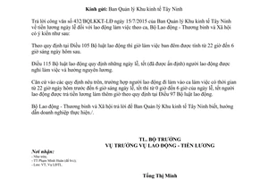 Công văn 3210/LĐTBXH-LĐTL 2015 về tiền lương ngày lễ đối với lao động làm theo ca