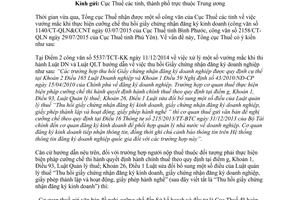 Công văn 3234/TCT-QLN 2015 cưỡng chế thu hồi giấy chứng nhận đăng ký kinh doanh