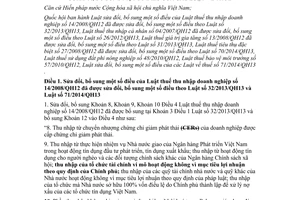 Luật sửa đổi bổ sung một số điều của các Luật về thuế