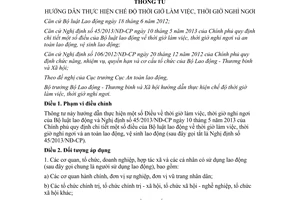 Thông tư chế độ thời giờ làm việc thời giờ nghỉ ngơi