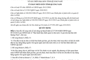 Quyết định 25/2015/QĐ-UBND sửa đổi quy định quản lý nhà nước về giá Quảng Nam