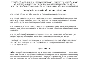 Quyết định 4589/QĐ-UBND thủ tục hành chính lĩnh vực tài nguyên nước và khí tượng thủy văn Hà Nội 2015