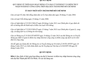 Quyết định 46/2015/QĐ-UBND thời gian đại lý Internet điểm Internet công cộng Hồ Chí Minh