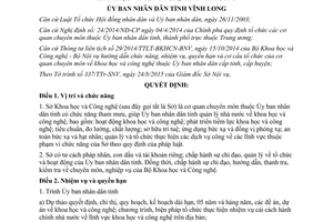 Quyết định 17/2015/QĐ-UBND chức năng quyền hạn cơ cấu tổ chức sở khoa học công nghệ Vĩnh Long