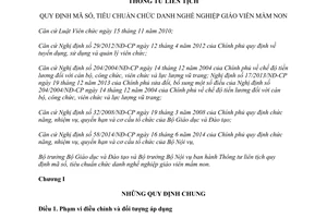Thông tư liên tịch 20/2015/TTLT-BGDĐT-BNV mã số tiêu chuẩn chức danh nghề nghiệp giáo viên mầm non