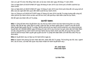 Quyết định 833/QĐ-UBND công bố thủ tục hành chính mới bãi bỏ thẩm quyền Sở Tư pháp Điện Biên