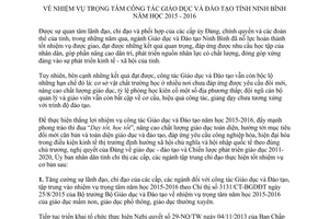 Chỉ thị 04/2015/CT-UBND nhiệm vụ trọng tâm công tác giáo dục đào tạo Ninh Bình 2015 2016