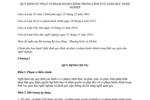 Nghị định 79/2015/NĐ-CP xử phạt vi phạm hành chính trong lĩnh vực giáo dục nghề nghiệp