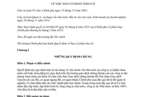 Quyết định 41/2015/QĐ-TTg bán cổ phần theo lô