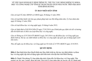 Quyết định 38/2015/QĐ-UBND nhiệm vụ khoa học công nghệ  sử dụng ngân sách nhà nước Bình Dương