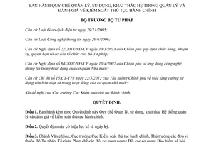 Quyết định 1654/QĐ-BTP Quản lý khai thác hệ thống quản lý đánh giá kiểm soát thủ tục hành chính