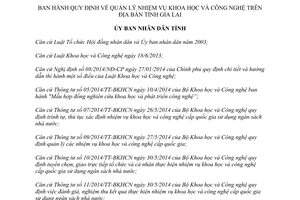 Quyết định 23/2015/QĐ-UBND quản lý nhiệm vụ khoa học công nghệ Gia Lai