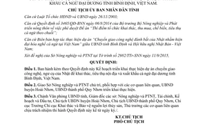 Quyết định 3183/QĐ-UBND chuyển giao công nghệ ngư cụ khai thác xuất khẩu cá ngừ đại dương Bình Định 2015