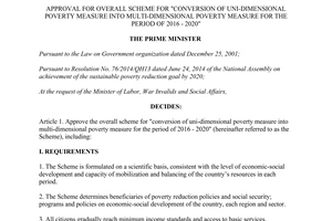 Decision No. 1614/QD-TTg Conversion of uni-dimensional poverty measure into multi-dimensional poverty measure