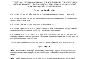 Quyết định 39/2015/QĐ-UBND nhiệm vụ khoa học công nghệ sử dụng ngân sách nhà nước Bình Dương