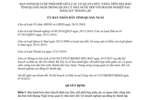 Quyết định 300/QĐ-UBND quản lý nhà nước doanh nghiệp sau đăng ký thành lập Quảng Ngãi 2015