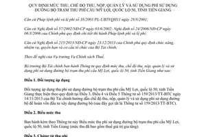 Thông tư 145/2015/TT-BTC quản lý phí sử dụng đường bộ trạm thu phí cầu Mỹ Lợi quốc lộ 50 Tiền Giang