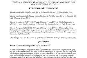 Quyết định 23/2015/QĐ-UBND chức năng nhiệm vụ quyền hạn cơ cấu tổ chức sở nội vụ Bến Tre