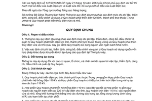 Thông tư 30/2015/TT-BCT mức lập thẩm định điều chỉnh quản lý Quy hoạch phát triển điện lực thủy điện