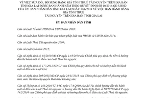 Quyết định 24/2015/QĐ-UBND sửa đổi bảng giá tính thuế tài nguyên theo 10/2014/QĐ-UBND Gia Lai
