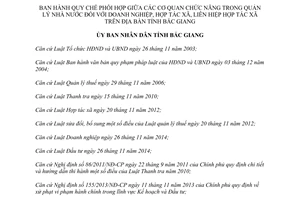 Quyết định 419/2015/QĐ-UBND Quy chế phối hợp quản lý nhà nước doanh nghiệp hợp tác xã Bắc Giang