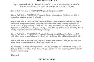 Thông tư liên tịch 35/2015/TTLT-BLĐTBXH-BNV mã số tiêu chuẩn ngành kiểm định kỹ thuật an toàn lao động