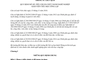 Thông tư liên tịch 21/2015/TTLT-BGDĐT-BNV mã số tiêu chuẩn chức danh nghề nghiệp giáo viên tiểu học công lập