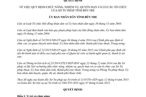 Quyết định 22/2015/QĐ-UBND chức năng nhiệm vụ quyền hạn cơ cấu tổ chức Sở Tư pháp Bến Tre