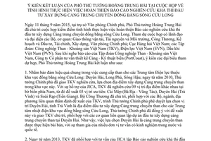 Thông báo 315/TB-VPCP kết luận Phó Thủ tướng xây dựng cảng trung chuyển đồng bằng sông Cửu Long