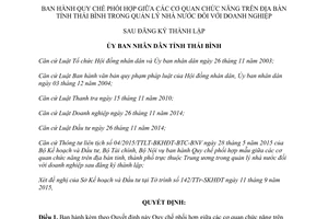 Quyết định 08/2015/QĐ-UBND quản lý nhà nước doanh nghiệp sau đăng ký thành lập Thái Bình