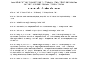 Quyết định 420/2015/QĐ-UBND phối hợp nhà trường gia đình xã hội giáo dục học sinh Bắc Giang