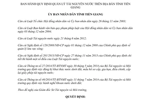 Quyết định 31/2015/QĐ-UBND Quy định quản lý tài nguyên nước Tiền Giang