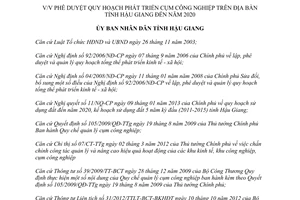 Quyết định 1323/QĐ-UBND Quy hoạch phát triển cụm công nghiệp Hậu Giang 2015