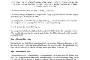 Quyết định 43/2015/QĐ-TTg bồi dưỡng cán bộ chiến sĩ Công an quản lý đối tượng nhiễm HIV AIDS