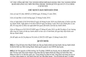 Quyết định 1982/QĐ-UBND thủ tục hành chính môi trường ủy ban huyện Quảng Trị 2015