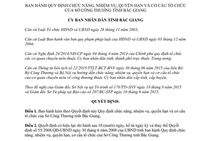 Quyết định 421/2015/QĐ-UBND chức năng nhiệm vụ quyền hạn cơ cấu tổ chức sở công thương Bắc Giang