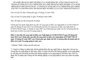 Nghị định 80/2015/NĐ-CP sửa đổi 14/2013/NĐ-CP hướng dẫn Luật Trợ giúp pháp lý