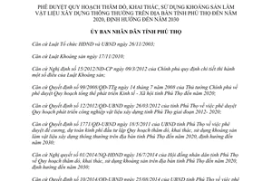 Quyết định 13/2015/QĐ-UBND khai thác sử dụng khoáng sản làm vật liệu xây dựng thông thường Phú Thọ